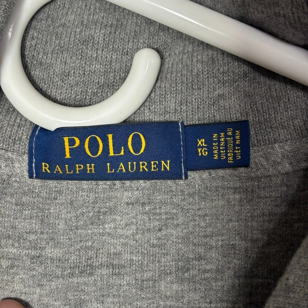 Polo Ralph Lauren Mens XL Quarter Zip Pullover Sweater Winter Grey Cotton 1719